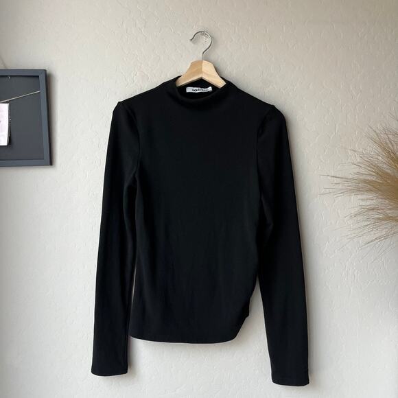 OddMuse The Ultimate Muse Black Long Sleeve Knitted Ruched Top Size Small - Picture 2 of 9